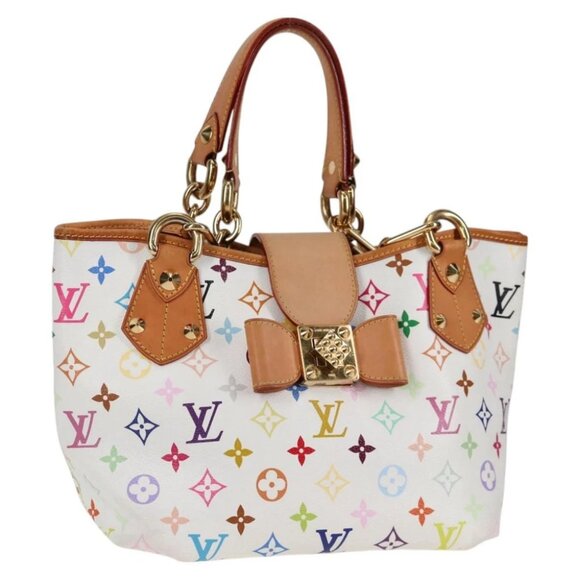 LOUIS VUITTON Monogram Multicolor Annie MM Tote Bag White M40307 LV Auth 131091V - Picture 1 of 14